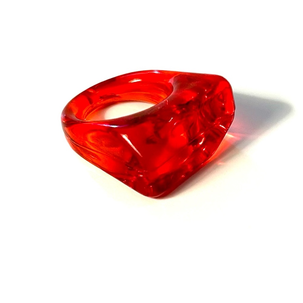 90sY2K Chunky Ring/Transparent Red Retro Ring/Bold Jewelry Statement Ring